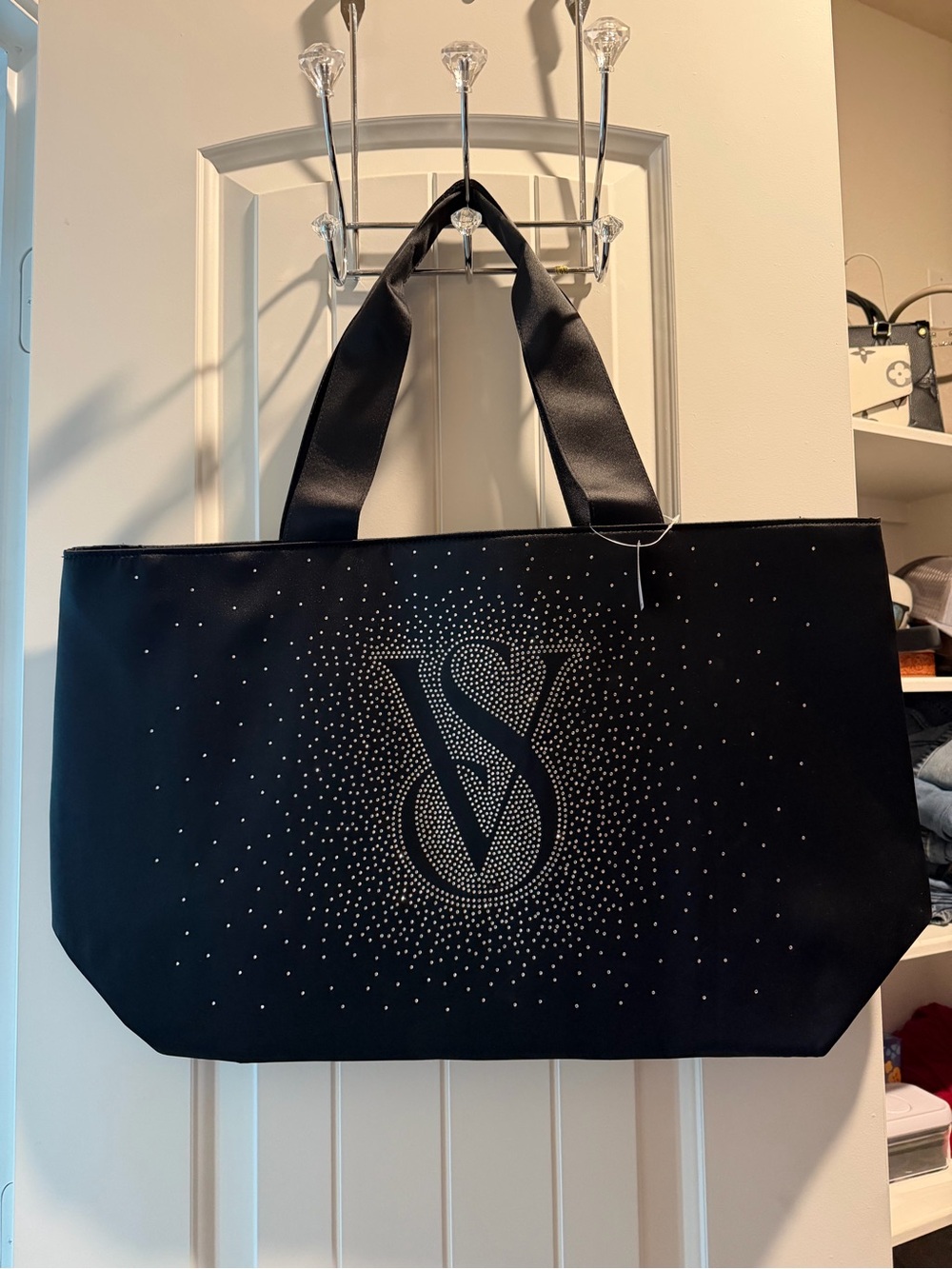 Victoria's Secret Black Crystal Logo Tote
